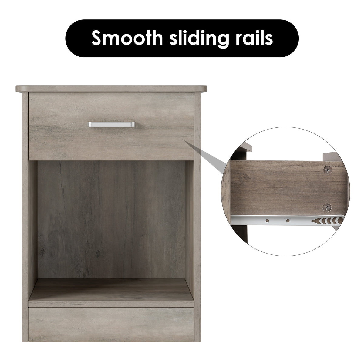 POAMCN 2-Tier Nightstand with Drawer & Storage Shelf, Side End Table for Bedroom Living Room Set of 2, Gray