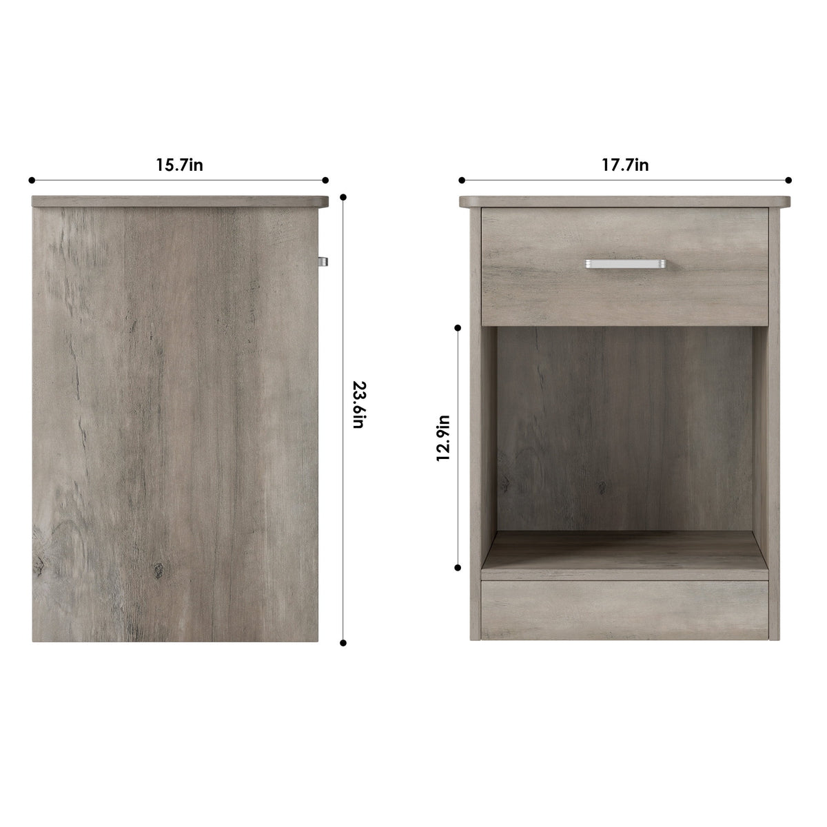 POAMCN 2-Tier Nightstand with Drawer & Storage Shelf, Side End Table for Bedroom Living Room Set of 2, Gray