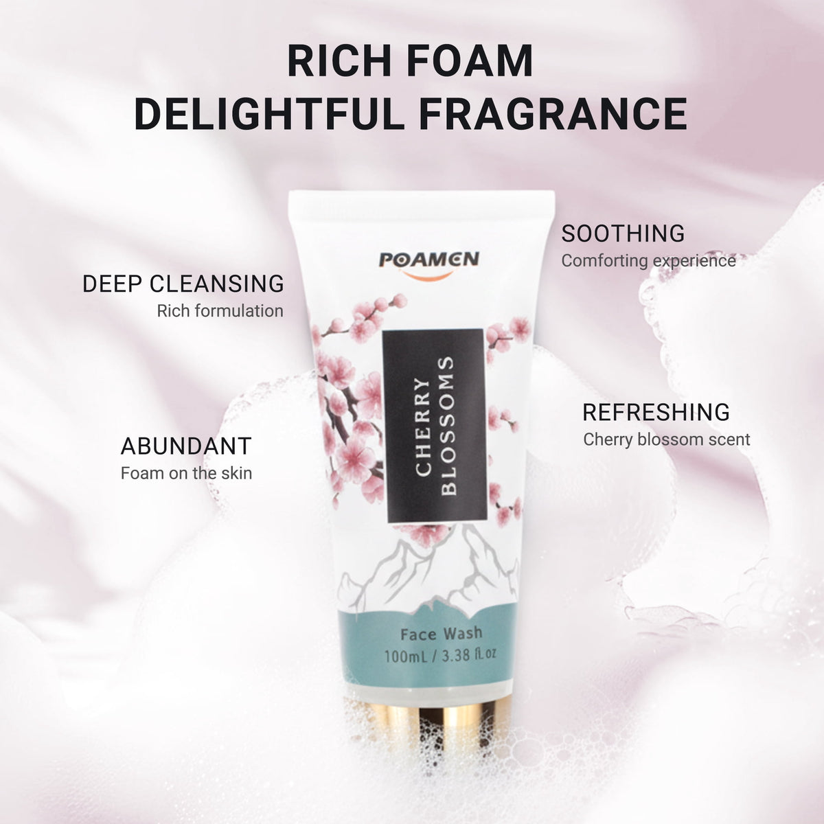 Poamcn Bath and Body Gift Set,Home Spa Gift Kit for Women,Japanese Cherry Blossom Scent,3 Piece